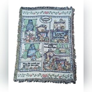 Bunny Afghan bedtime prayer by Dicksons 2003 measures 42x55 inches